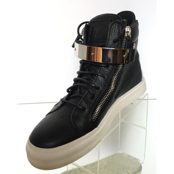 NEW GIUSEPPE ZANOTTI Textured Leather Hardware High-Top Sneakers (Size 39)-$825 main image 9